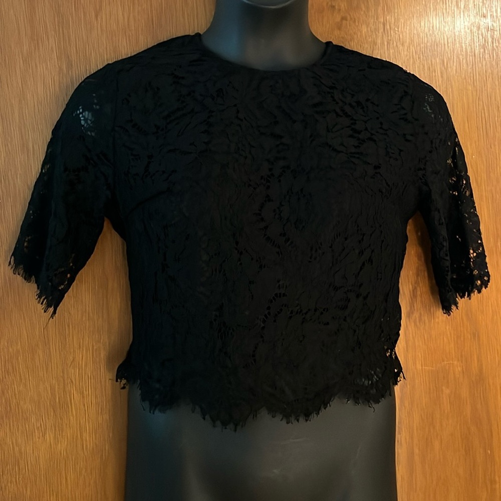 Black lace crop top